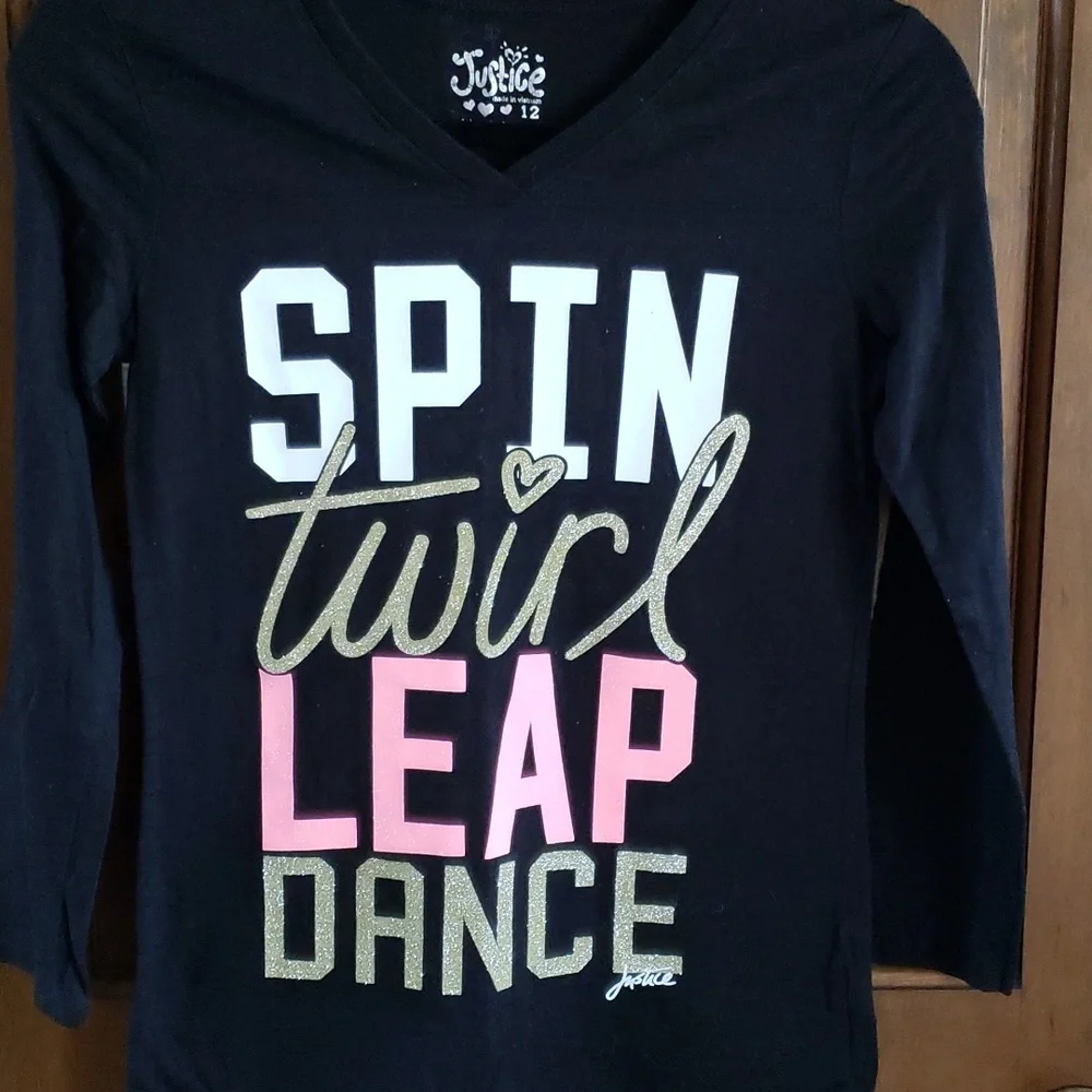 Justice Girls Spin Twirl Leap Dance Top Size 12